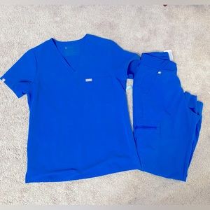 Figs royal blue jogger scrub set